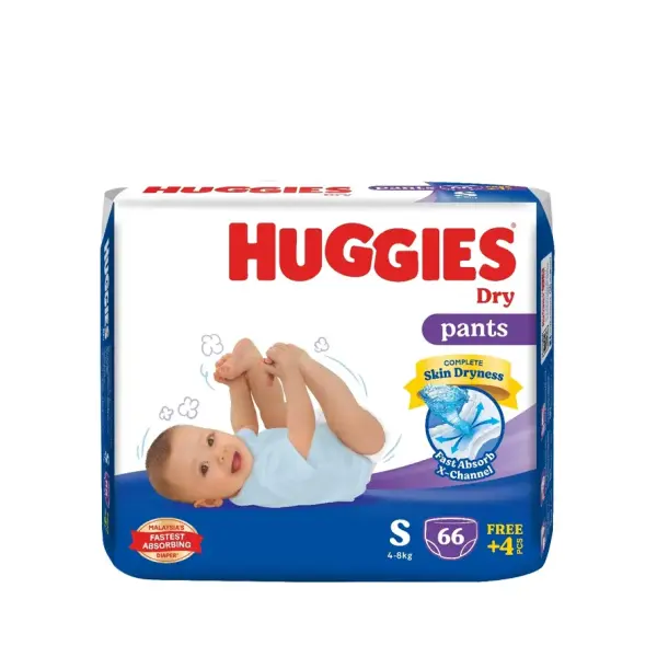 Huggies Dry Pants Baby Diaper (4-8kg) S66+4