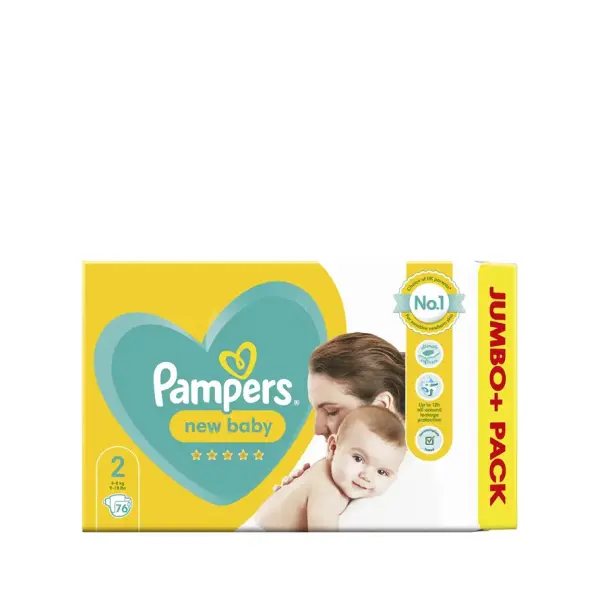 Pampers 2 Belt Dry New Baby Diaper Jumbo Pack (4-8kg) - 76Pcs
